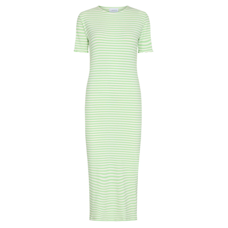 Natalia kjole - Lime green creme stripe