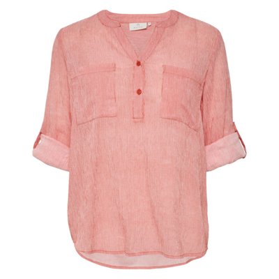 Kavivian skjorte - Hot coral/chalk Stripe