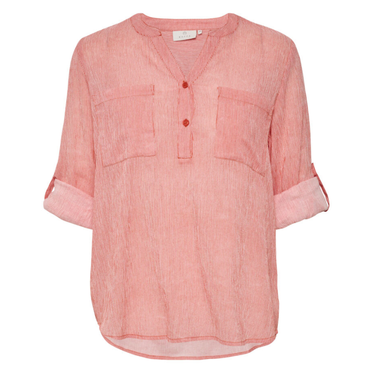 Kavivian skjorte - Hot coral/chalk Stripe