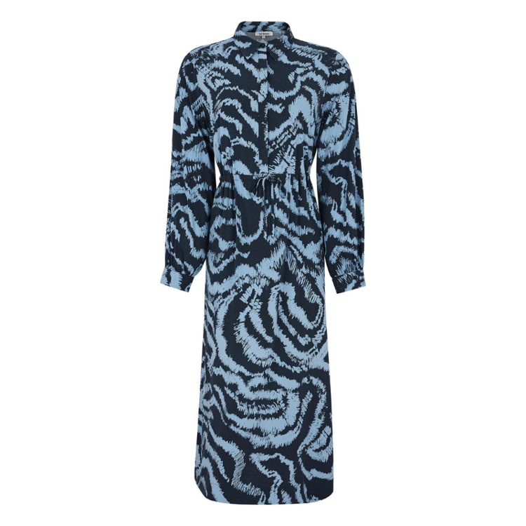 Sramora midi kjole - Graphic waves ashley blue