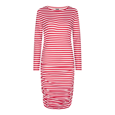 Alma lang kjole - Red creme stripe FORUDBESTILLING