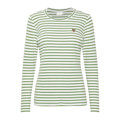 Liddy bluse - Chalk/green stripes