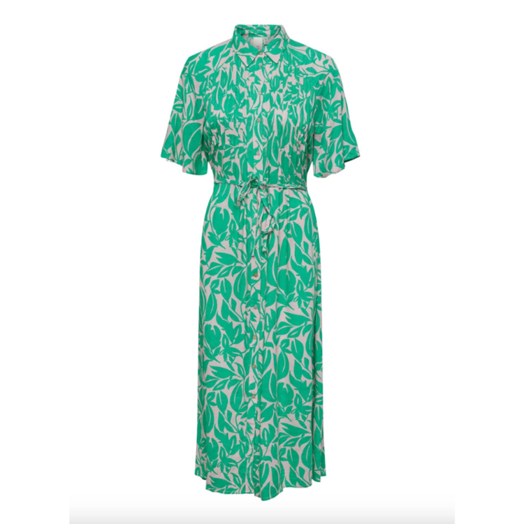 Yaslefira lang kjole - Irish green/lefira print