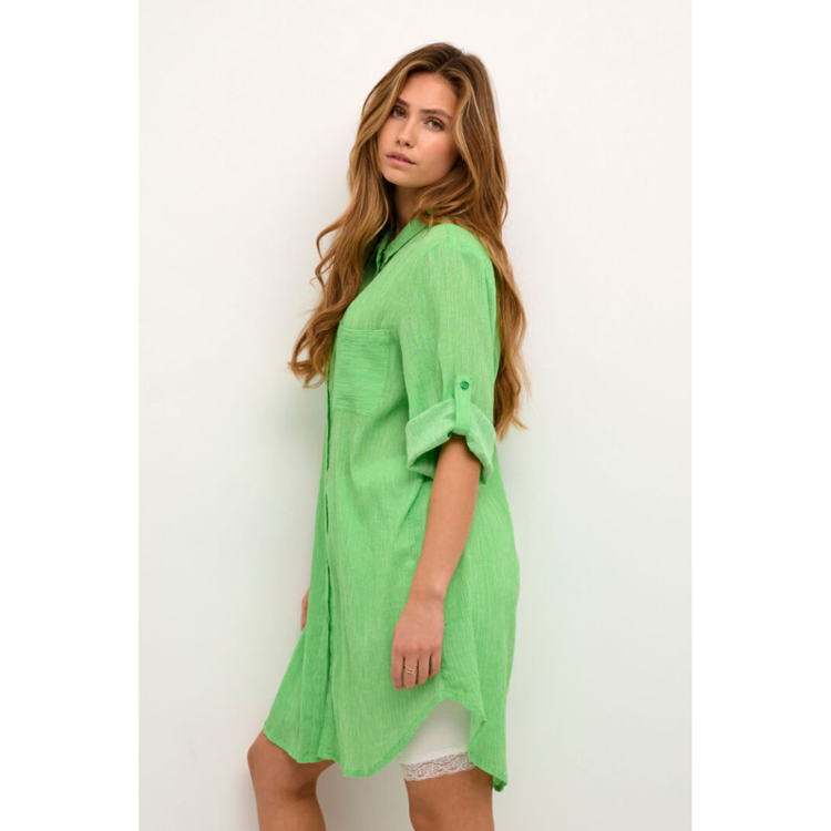 Kavivian kjole - Poison green/Chalk stripe