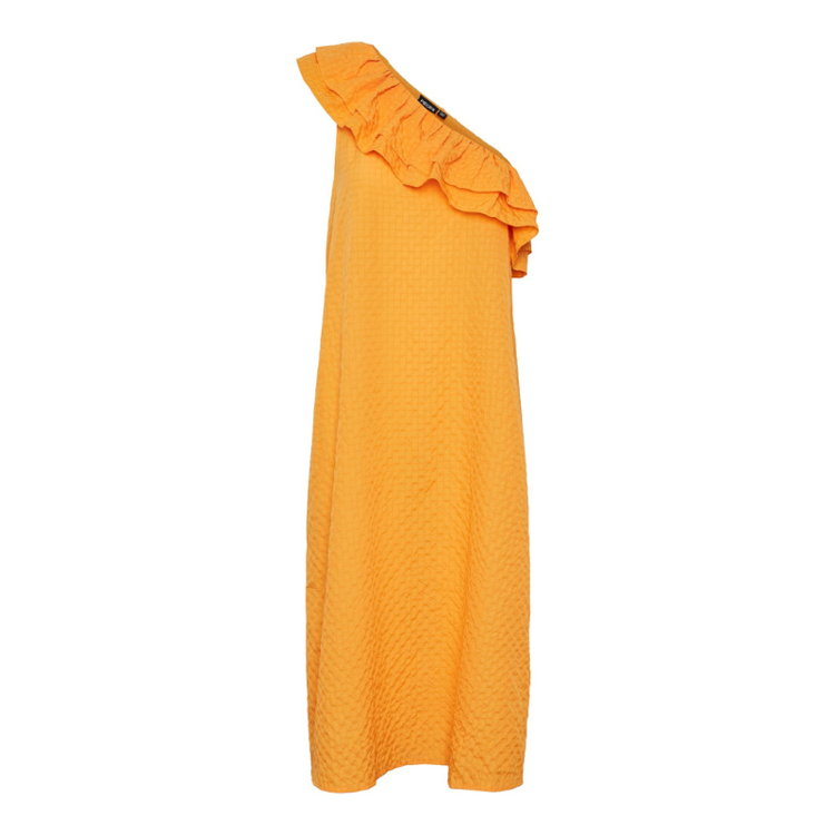Pclara one shoulder kjole - Flame orange