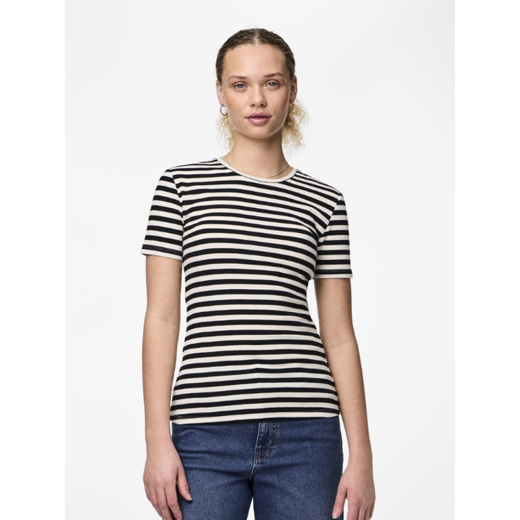 Pcruka t-shirt - Cloud dancer/black