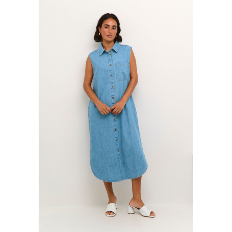 Kalouise kjole - Medium blue chambray