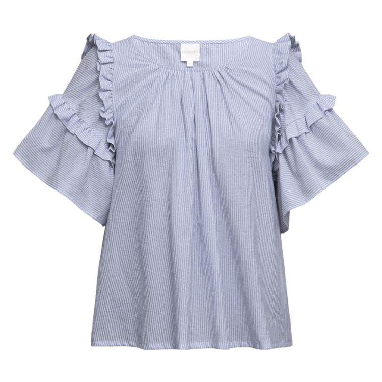 Milica bluse - Blue - off white stripes