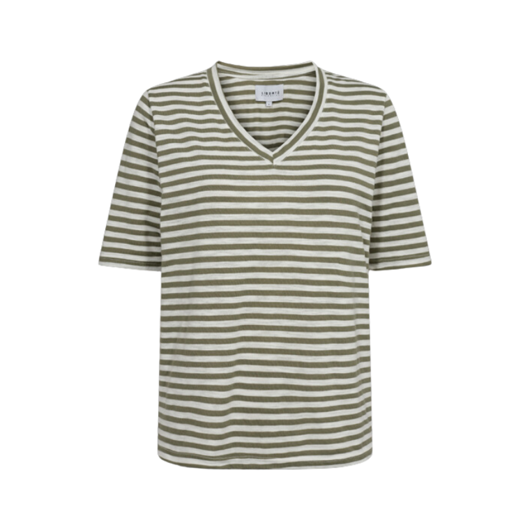 Ulla t-shirt - Army white stripe