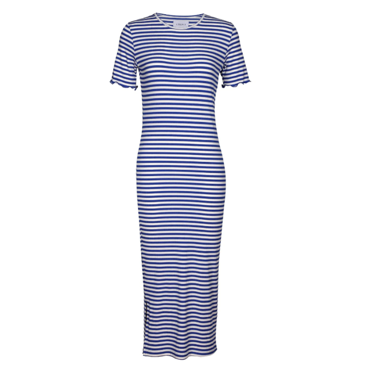 Natalia kjole - Cobolt blue creme stripe
