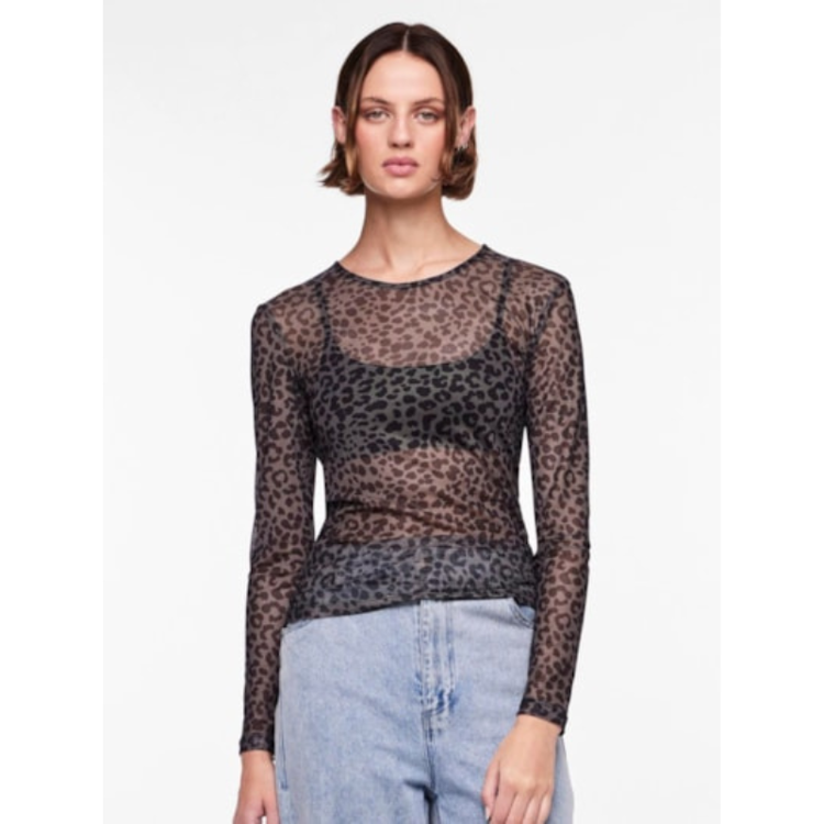 Pcninni mesh bluse - Black/leo