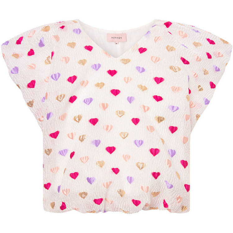 Dahlia top - Pink hearts