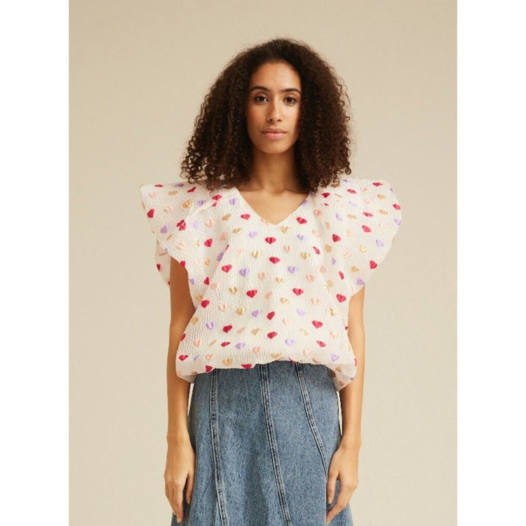 Dahlia top - Pink hearts