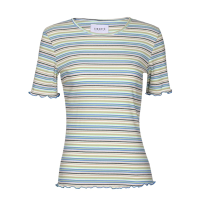 Natalia t-shirt - Blue mint sand stripe