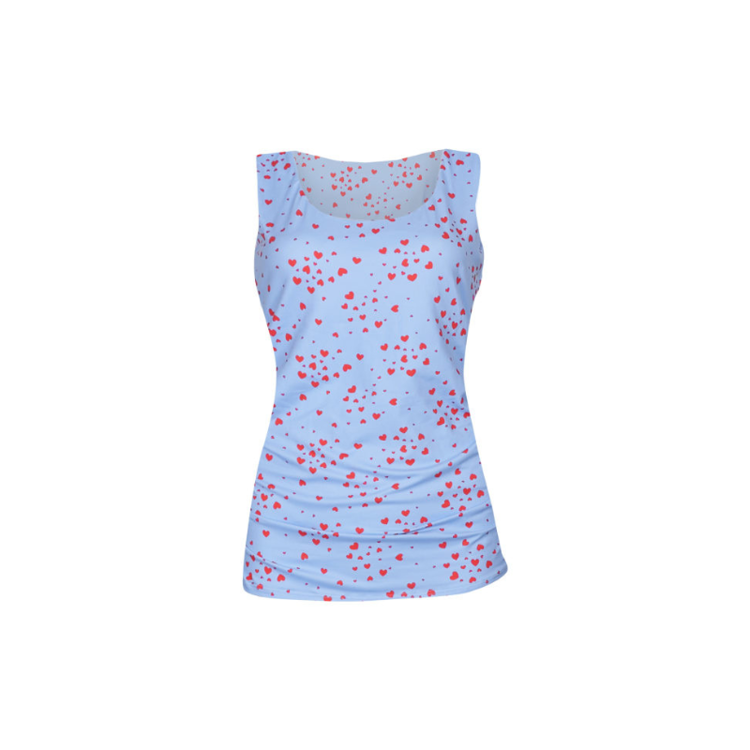 Alma top - Light blue pink heart