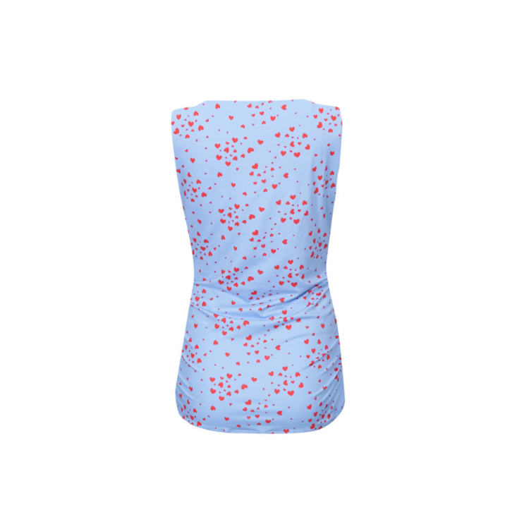 Alma top - Light blue pink heart