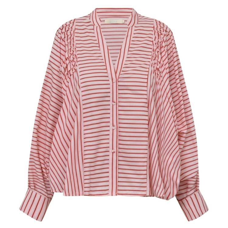 Lougo skjorte - Creme red stripes