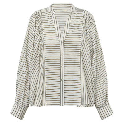 Lougo skjorte - Creme brown stripes