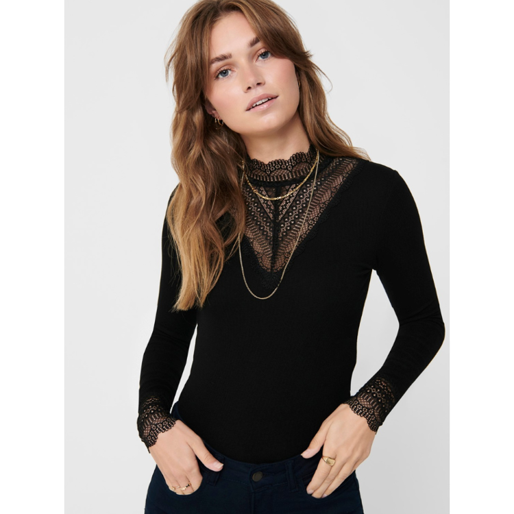 Onltilde bluse - Black/black lace