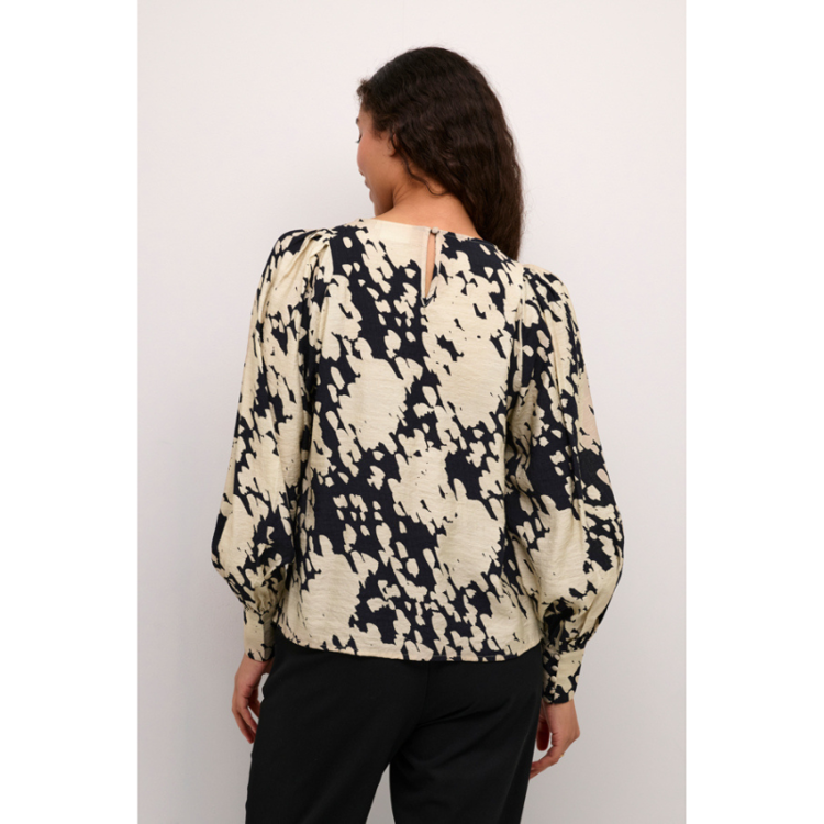 Kalouise bluse - Black/sand graphic cloud