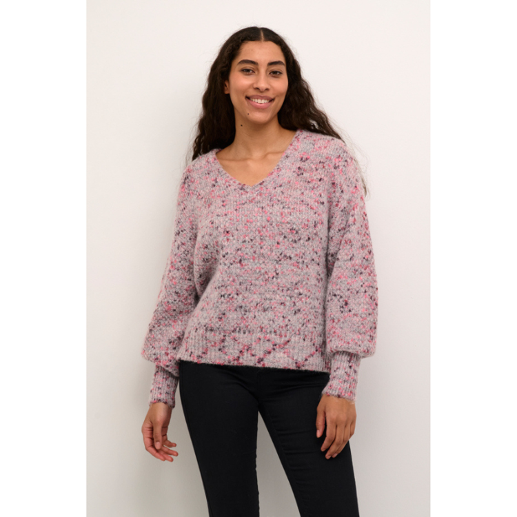 Kagiana strik - Grey/pink melange