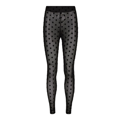 Mesh leggings - Black flock heart