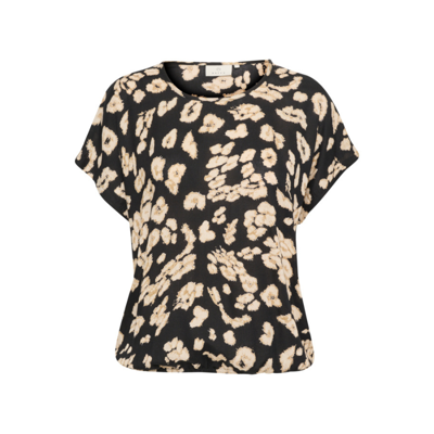 Kabeathe bluse - Black/sand leo print