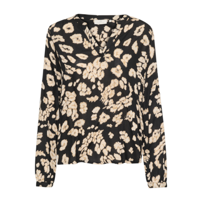 Kabeathe bluse - Black/sand leo print