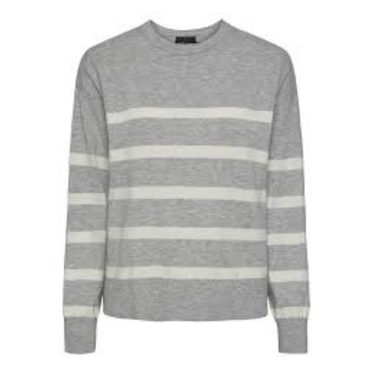 Pcfally strikbluse - Light grey melange/cloud danc