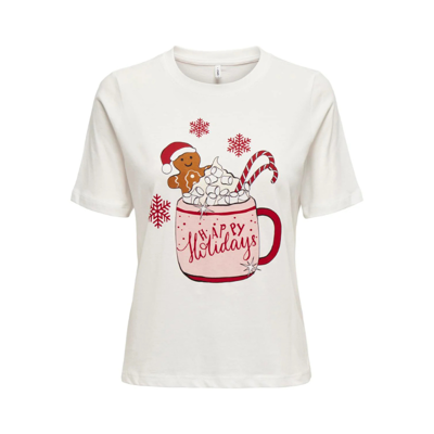 Onlrosie t-shirt - Cloud dancer/christmas cup