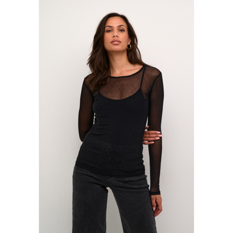 Kadoriana mesh bluse - Black deep