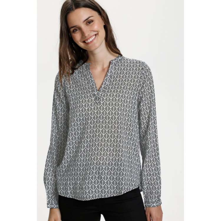 Kafana bluse - Black/chalk fan print