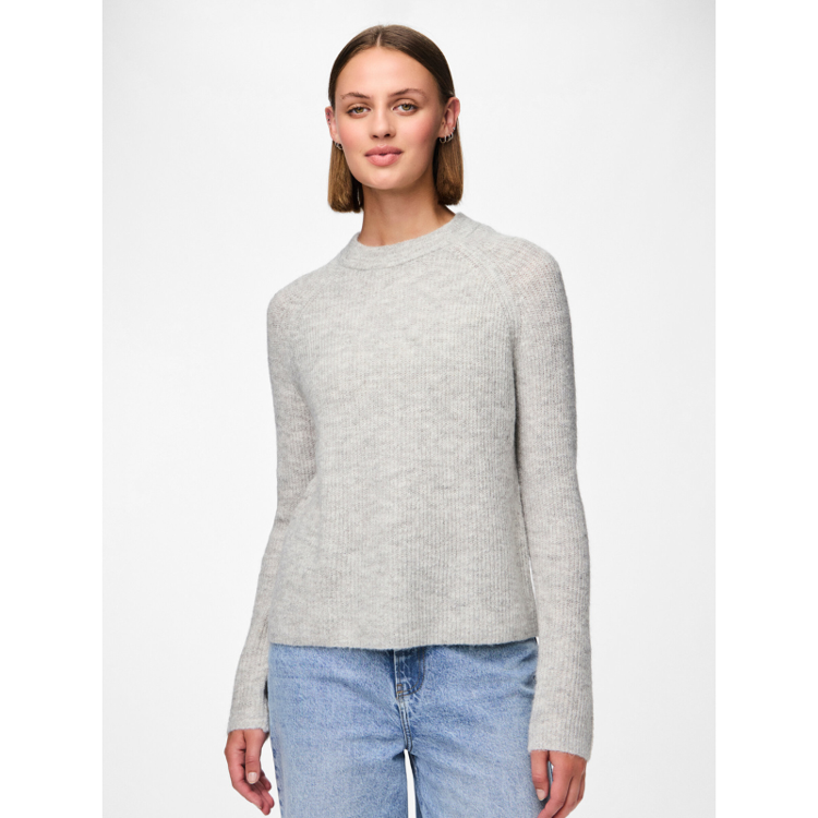 Pcellen strik bluse - Light grey melange