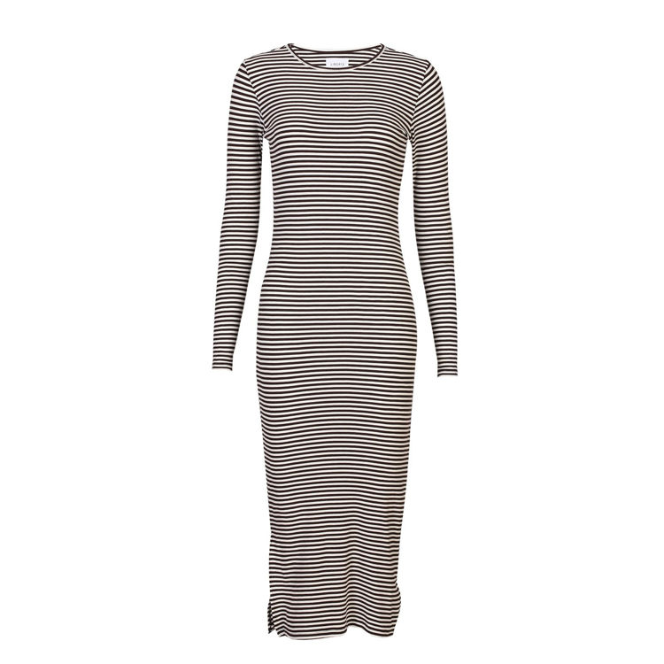 Natalia kjole - Black creme small stripe