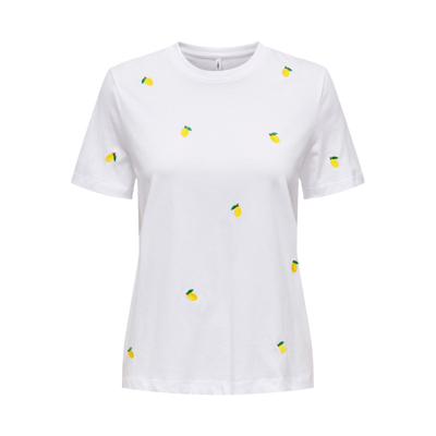 Onlketty t-shirt - Bright white/lemon