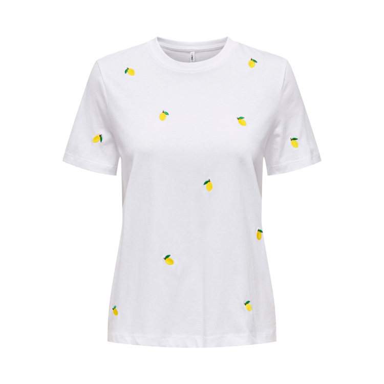 Onlketty t-shirt - Bright white/lemon