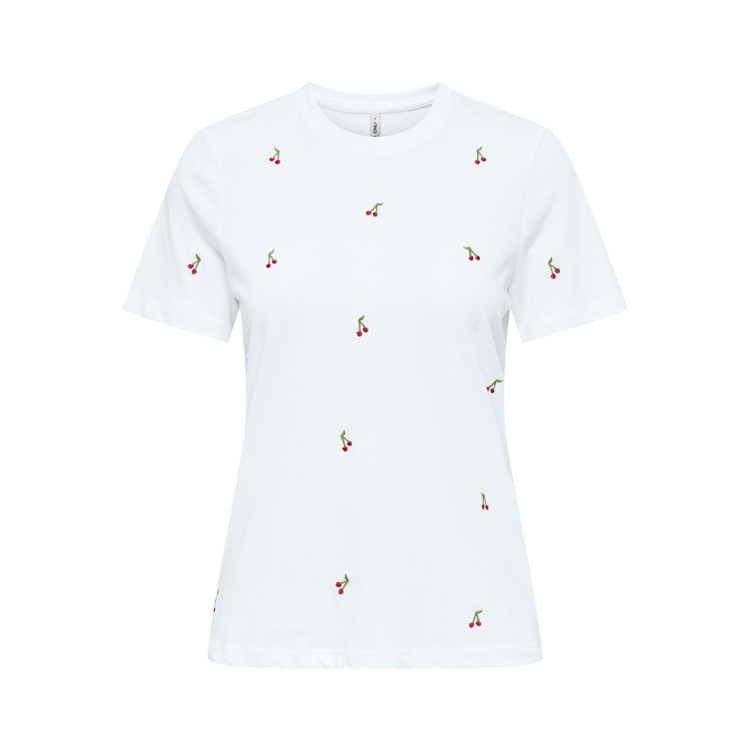 Onlketty t-shirt - Bright white/cherries