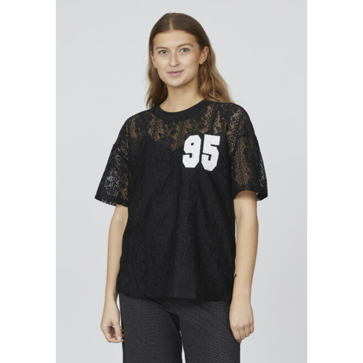 Lace t-shirt - Black/cream