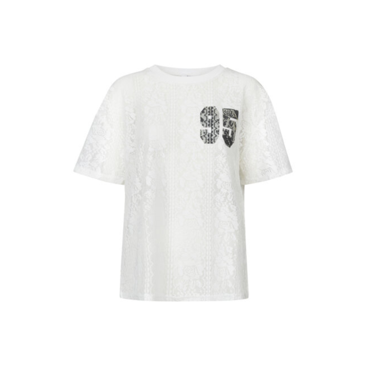 Lace t-shirt - Cream/black