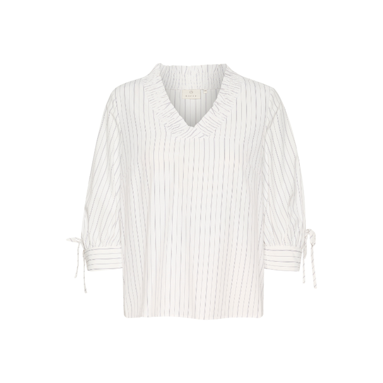 Katara bluse - White w. grey stripe