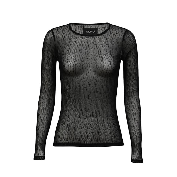 Isa mesh bluse - Black lines