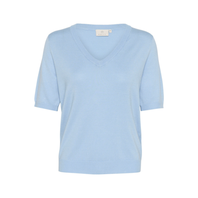 Kalizza v-hals strikbluse - Soft chambray