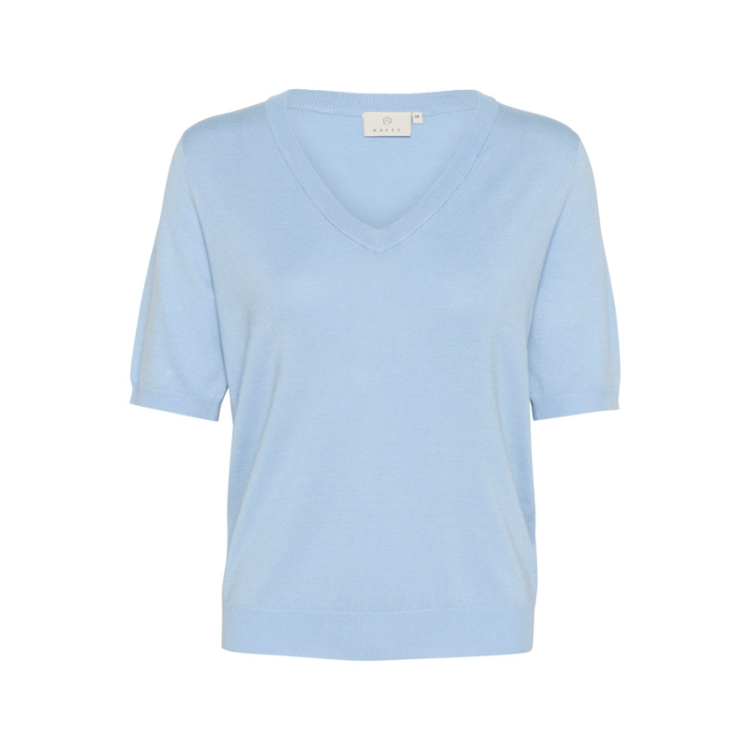 Kalizza v-hals strikbluse - Soft chambray