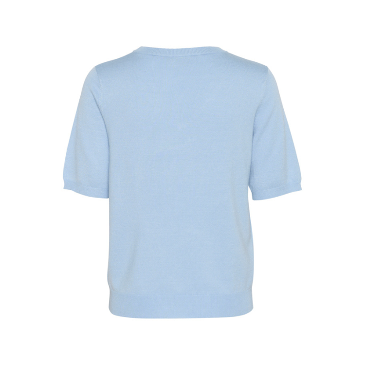 Kalizza v-hals strikbluse - Soft chambray