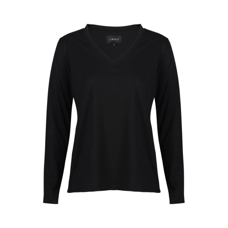 Ulla ls v-hals t-shirt - Black