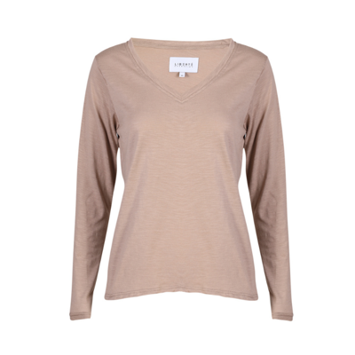 Ulla ls v-hals t-shirt - Sand