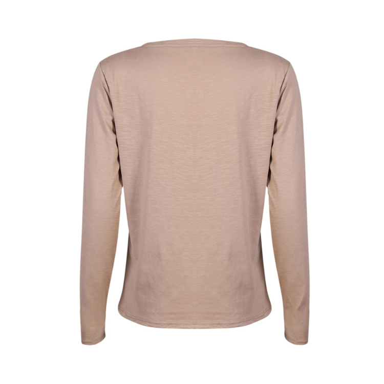 Ulla ls v-hals t-shirt - Sand