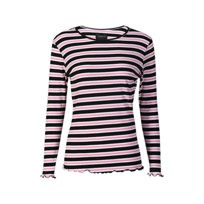 Natalia bluse - Black bubblegum white stripe