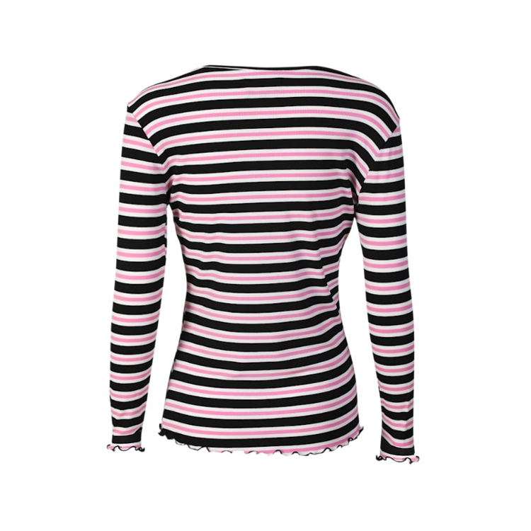 Natalia bluse - Black bubblegum white stripe