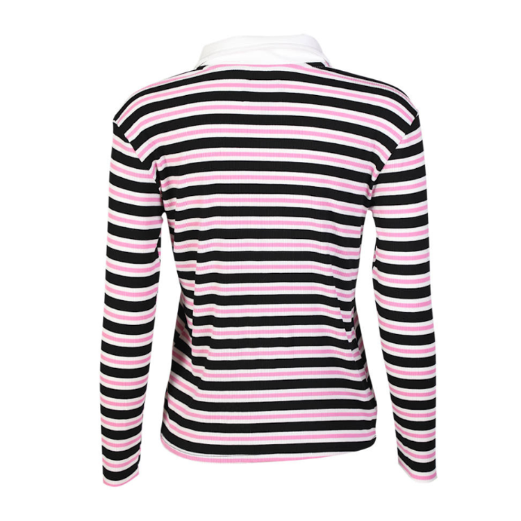 Natalia polo - Black bubblegum white stripe